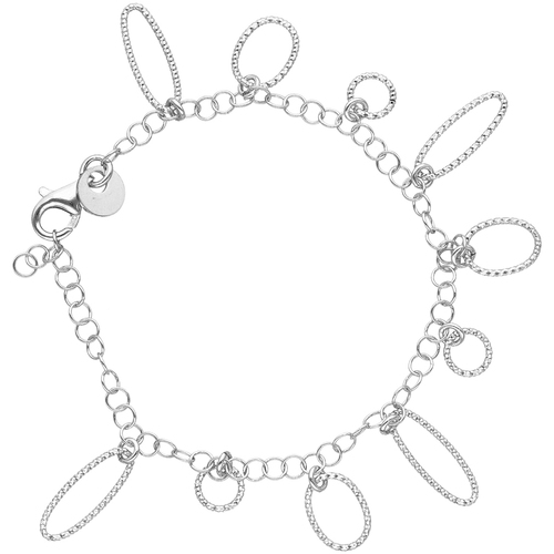 Montres & Bijoux Femme Bracelets Orusbijoux Bracelet Argent Rhodié Petits Cercles Et Ovales Diamantés Argenté