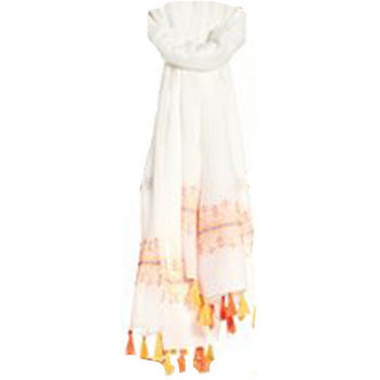 echarpe deeluxe  foulard femme blanc et orange corail  - unique 