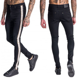 Vêtements Homme Pantalons Gianni Kavanagh Jean homme skinny noir avec bandes  - XS Noir