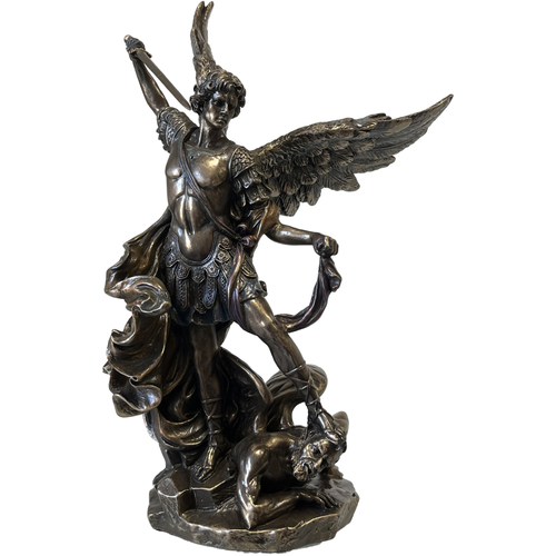 Maison & Déco Trois Kilos Sept Phoenix Import Statuette Saint Michel de couleur bronze Doré