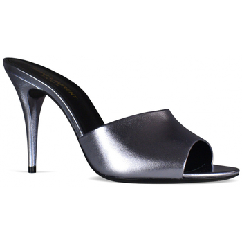 Chaussures Femme Saint Laurent ripped-detail roll-neck top Saint Laurent LA 16 Mules Argent