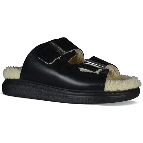 Chaussures Femme Tongs McQ Alexander McQueen Claquettes Shearling-lined Noir