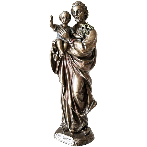 Maison & Déco Bouteille En Cuivre Gravé Phoenix Import Statuette Saint Joseph de couleur bronze Doré
