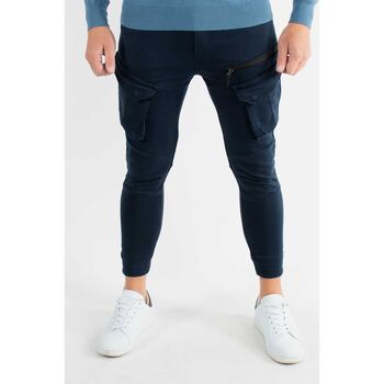 Vêtements Homme Chinos / Carrots Hollyghost Pantalon cargo multi-poches navy Bleu