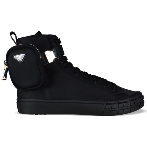 Chaussures Homme Baskets mode Prada re-nylon Sneakers montantes Wheel Noir