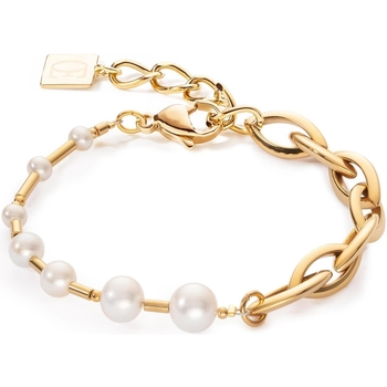 Montres & Bijoux Femme Bracelets Coeur De Lion Bracelet  Chunky Chain acier doré et

perles Jaune