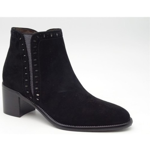 Chaussures Femme Bottines Adige pauline Hereu boots talon zippée femme Noir