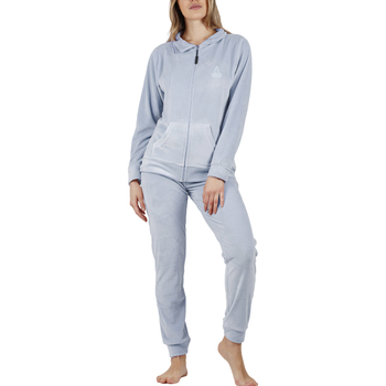 Vêtements Femme Pyjamas / Chemises de nuit Admas Pyjama tenue d'intérieur pantalon veste zippée Soft Home Bleu