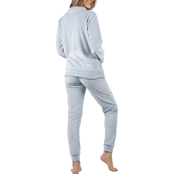 Admas Pyjama tenue d'intérieur pantalon veste zippée Soft Home Bleu