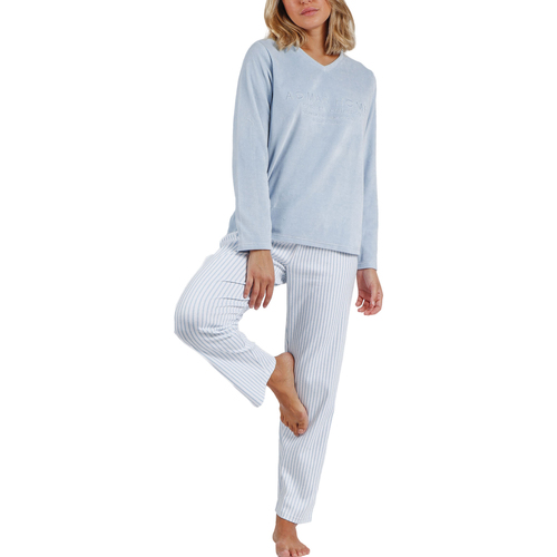 Vêtements Femme Pyjamas / Chemises de nuit Admas Pyjama tenue d'intérieur pantalon top manches longues Comfort Bleu