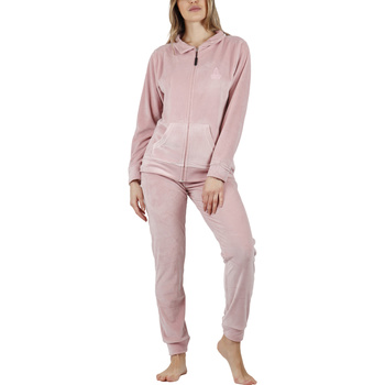 Vêtements Femme Pyjamas / Chemises de nuit Admas Pyjama tenue d'intérieur pantalon veste zippée Soft Home Rose