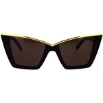 Okulary przeciwsłoneczne od Saint Laurent z czarną oprawka i solidnymi szarymi soczewkami