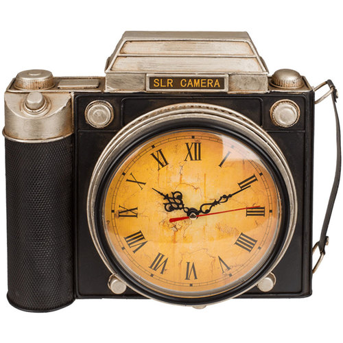 Maison & Déco Bons baisers de Boîte à clefs appareil photo avec horloge noire Vintage Noir