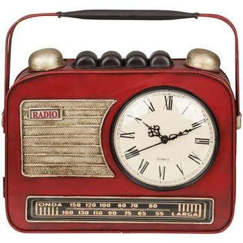 Maison & Déco Horloges Le Temps des Cer Boîte à clefs Poste radio avec horloge rouge Vintage Rouge