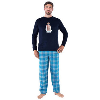 Vêtements Homme Pyjamas / Chemises de nuit Achile Pyjama long en pur coton jersey et bas en Flanelle THE FATHER Bleu