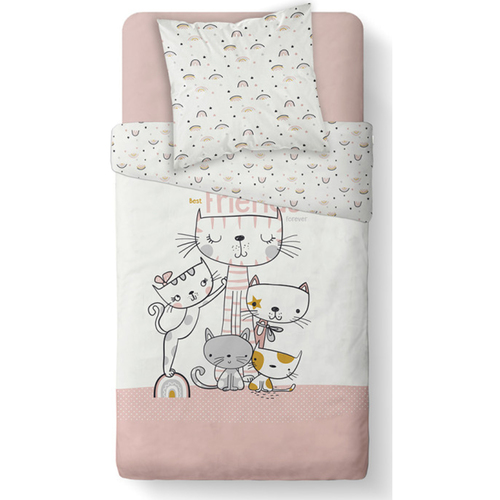 Maison & Déco Bébé 0-2 ans Lefebvre-Textile Parure de lit chats 140 x 200 cm Blanc