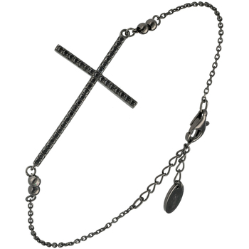 bijoux orusbijoux  bracelet argent noir croix serti pierres noir 
