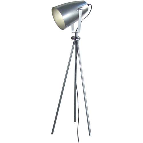Suspension Conique Tissu Taupe Lampes de bureau Tosel Lampe de chevet trépied métal aluminium Argenté