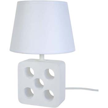 Flora And Co Lampes de bureau Tosel Lampe de chevet carré bois blanc Blanc