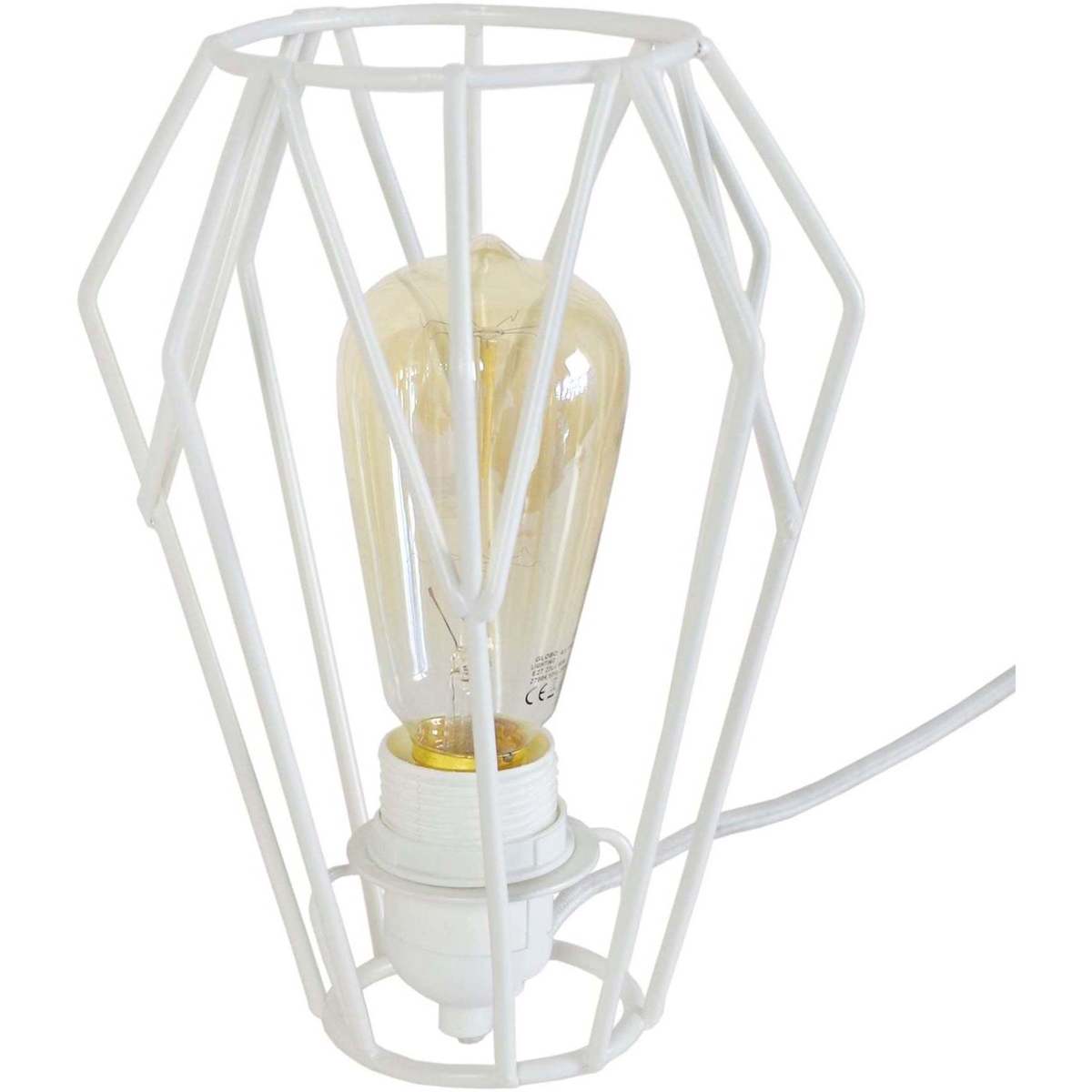 Maison & Déco Lampes de bureau Tosel Lampe de chevet géométrique métal blanc Blanc