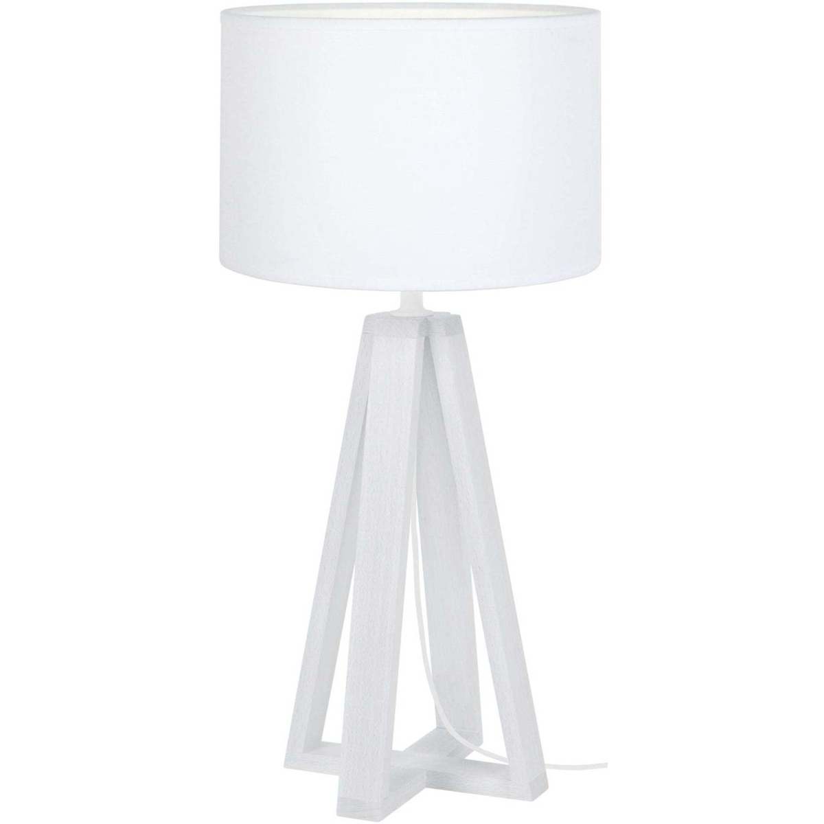 Maison & Déco Lampes de bureau Tosel Lampe de chevet colonne bois blanc Blanc