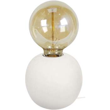 Maison & Déco Lampes de bureau Tosel Lampe de chevet globe bois blanc dIvoire Blanc