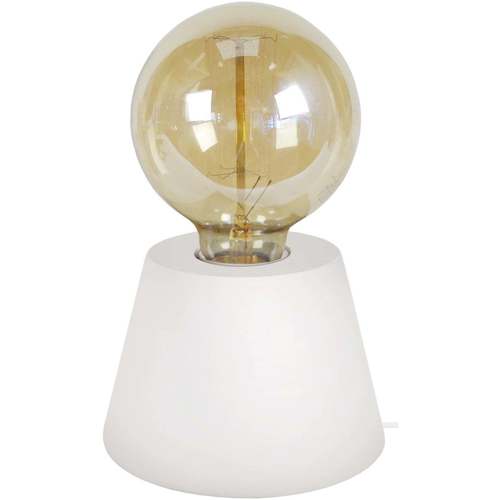 Maison & Déco Lampes de bureau Tosel Lampe de chevet conique bois blanc dIvoire Blanc