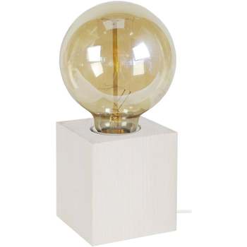 Maison & Déco Lampes de bureau Tosel Lampe de chevet carré bois blanc dIvoire Blanc