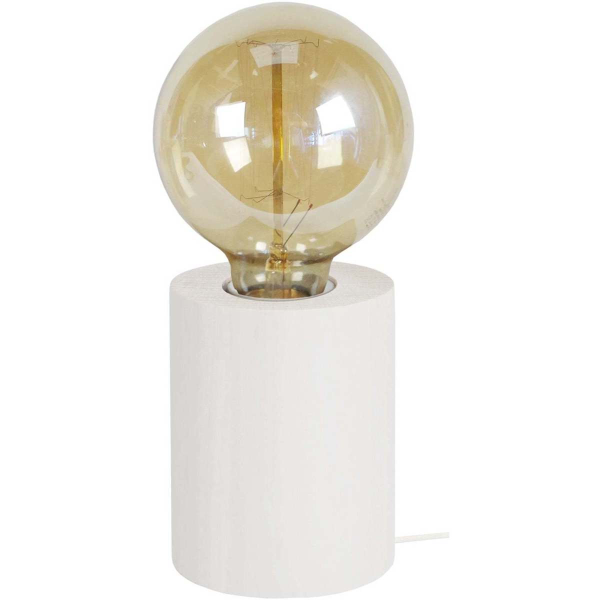 Maison & Déco Lampes de bureau Tosel Lampe de chevet cylindrique bois blanc dIvoire Blanc