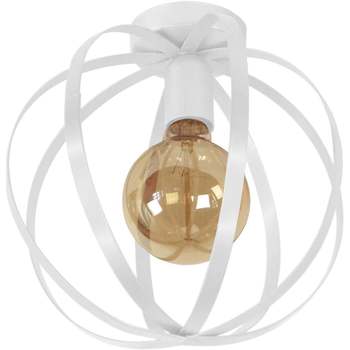 Maison & Déco Lustres / suspensions et plafonniers Tosel Plafonnier globe métal blanc d'ivoire Blanc