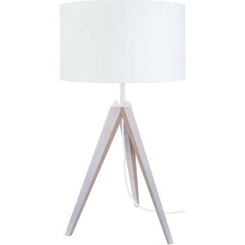 Maison & Déco Lampes de bureau Tosel Lampe de chevet trépied bois blanc d'ivoire Blanc