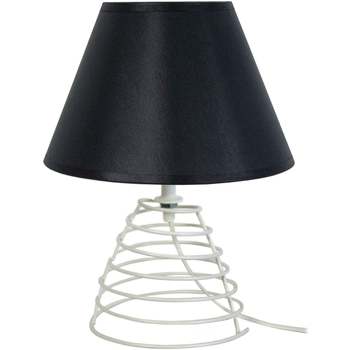 Maison & Déco Lampes de bureau Tosel Lampe de chevet conique métal blanc d'ivoire et noir Blanc