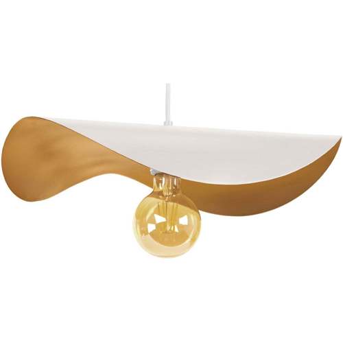 Lampe De Chevet Bras Métal Lustres / suspensions et plafonniers Tosel Suspension chapeau de dame métal blanc d'ivoire et or Blanc