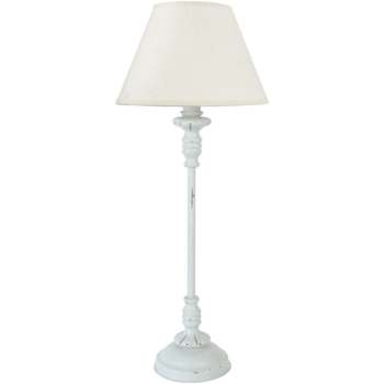 Maison & Déco Lampes de bureau Tosel Lampe de chevet colonne métal blanc et écru Blanc