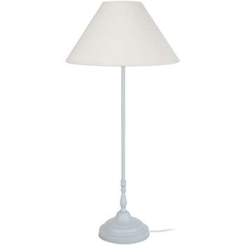 Maison & Déco Lustres / suspensions et plafonniers Tosel Lampe de chevet droit métal blanc et écru Blanc