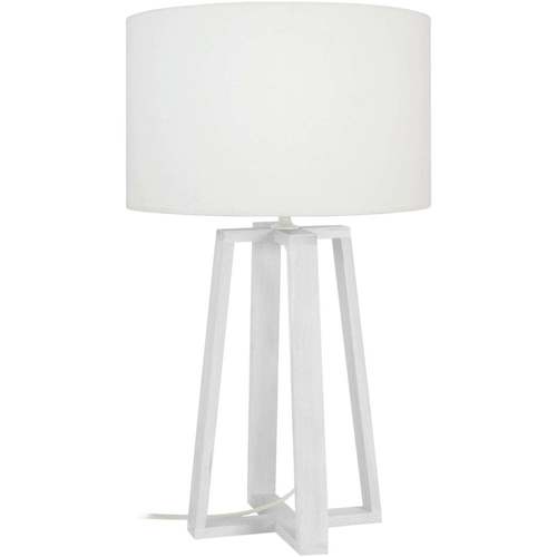 Maison & Déco Lampes de bureau Tosel Lampe de chevet colonne bois blanc et écru Blanc