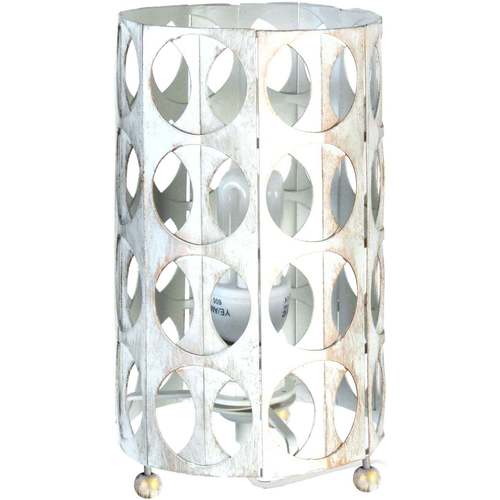 Maison & Déco Lampes de bureau Tosel Lampe de chevet cylindrique métal blanc et or Blanc
