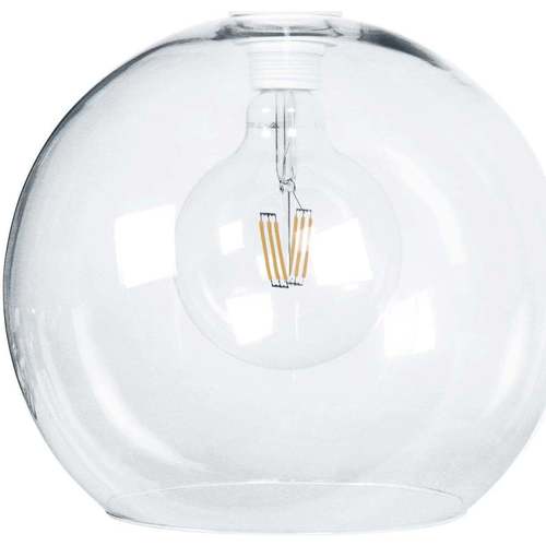 Maison & Déco Lustres / suspensions et plafonniers Tosel Suspension globe verre blanc et transparent Blanc