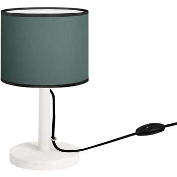 Maison & Déco Lampes de bureau Tosel Lampe de chevet droit bois blanc et vert Blanc
