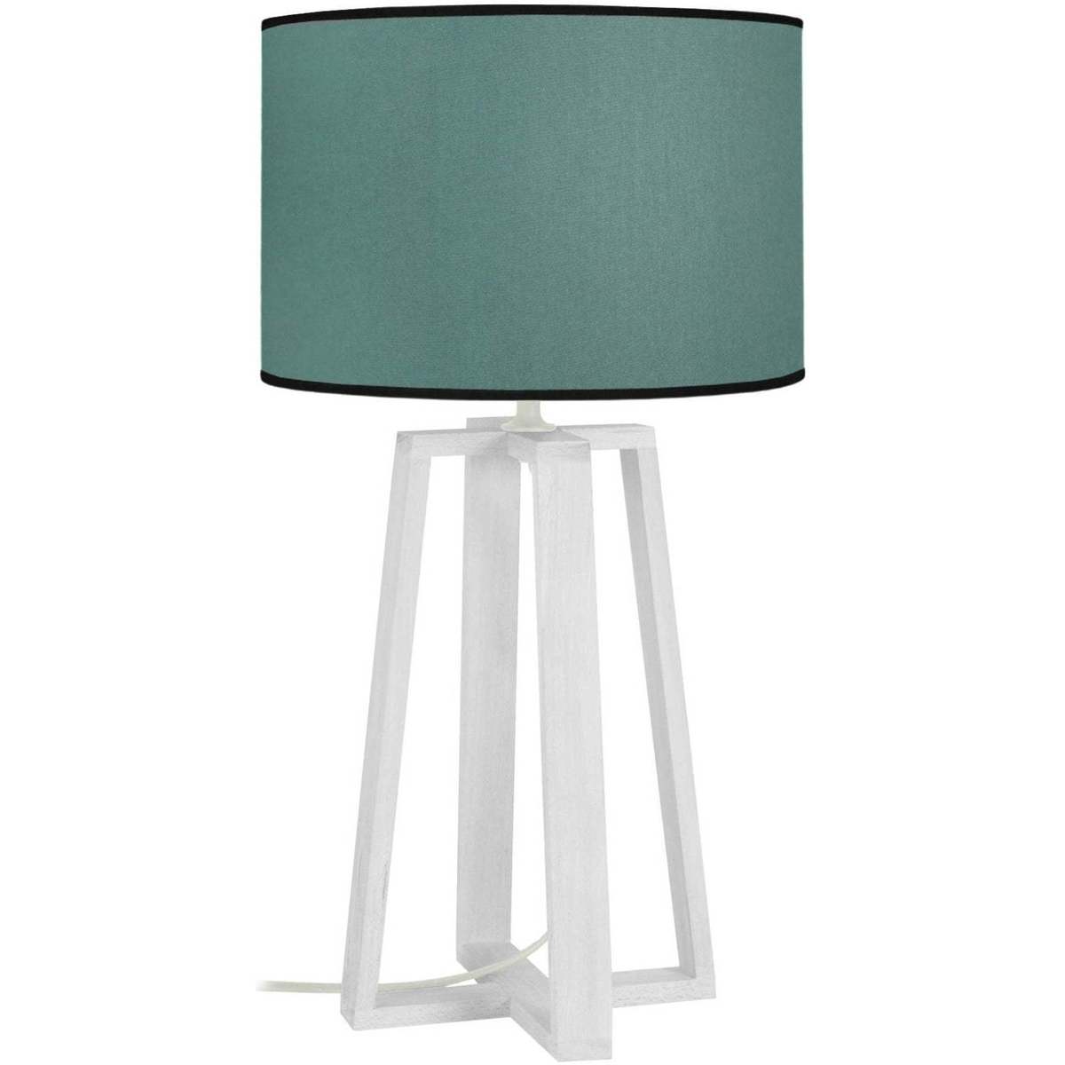 Maison & Déco Lampes de bureau Tosel Lampe de chevet colonne bois blanc et vert Blanc