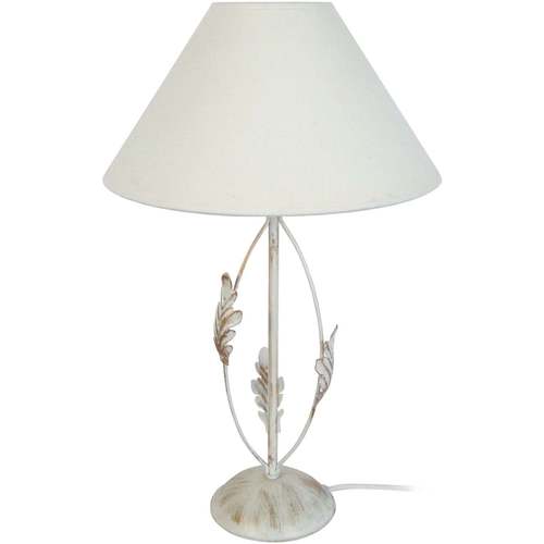 Maison & Déco Lustres / suspensions et plafonniers Tosel Lampe de chevet colonne métal blanc,or et écru Blanc