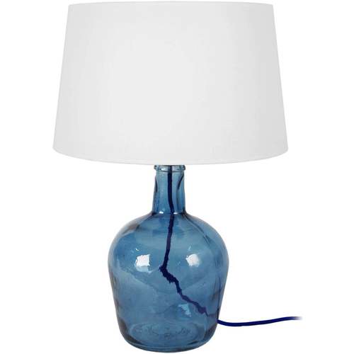 Maison & Déco Lampes de bureau Tosel Lampe a poser bouteille verre bleu et blanc Bleu