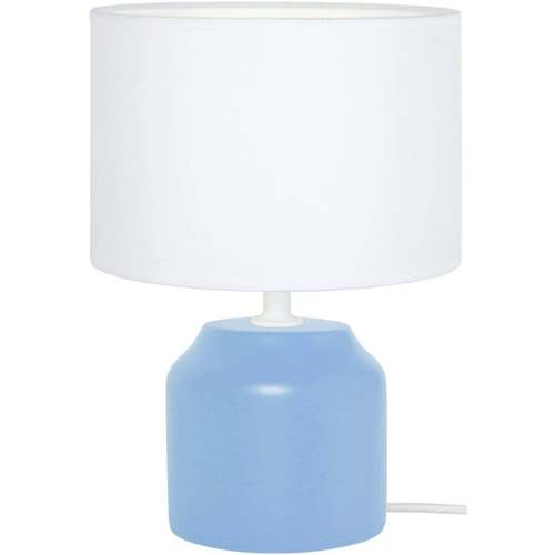Maison & Déco sous 30 jours Tosel Lampe de chevet cylindrique bois bleu et blanc Bleu