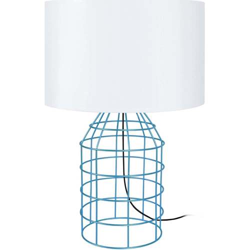 Ton sur ton Lampes de bureau Tosel Lampe a poser filaire métal bleu et blanc Bleu