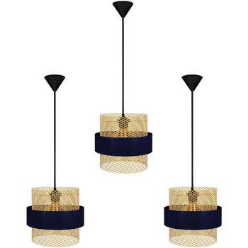 Maison & Déco Lustres / suspensions et plafonniers Tosel Suspension cylindrique métal bleu et or Bleu