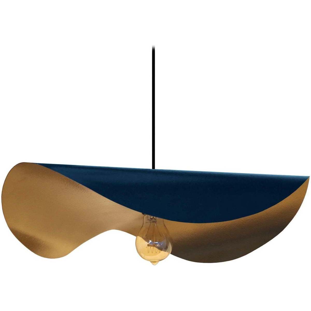 Maison & Déco Lustres / suspensions et plafonniers Tosel Suspension chapeau de dame métal bleu et or Bleu