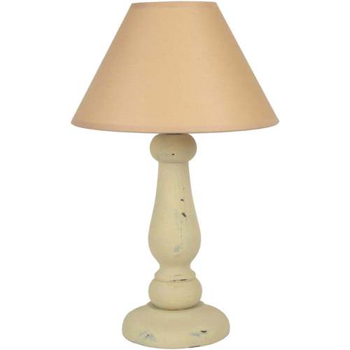 Maison & Déco Lampes de bureau Tosel Lampe de chevet colonne bois crème Beige