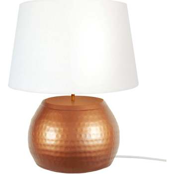 Maison & Déco Lampes de bureau Tosel Lampe de salon globe métal cuivre et écru Orange