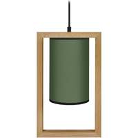 Maison & Déco Lustres / suspensions et plafonniers Tosel Suspension carré bois foncé  et vert Marron