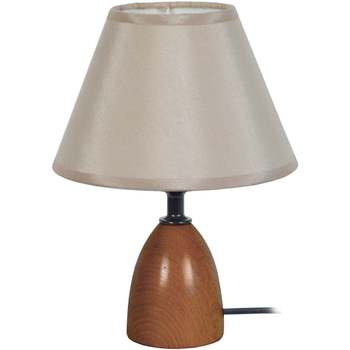 Maison & Déco Lampes de bureau Tosel Lampe de chevet conique bois foncé et créme Marron